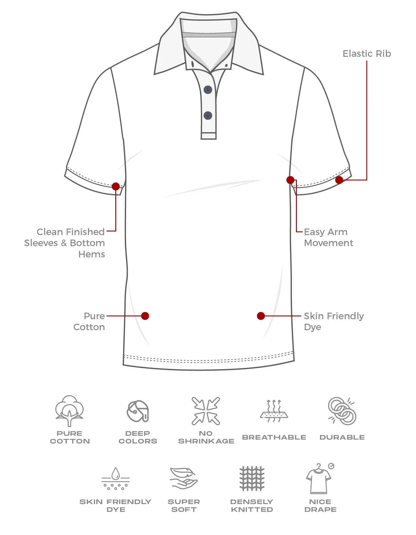 Navy Plain Pique Polo Shirt - Image 7