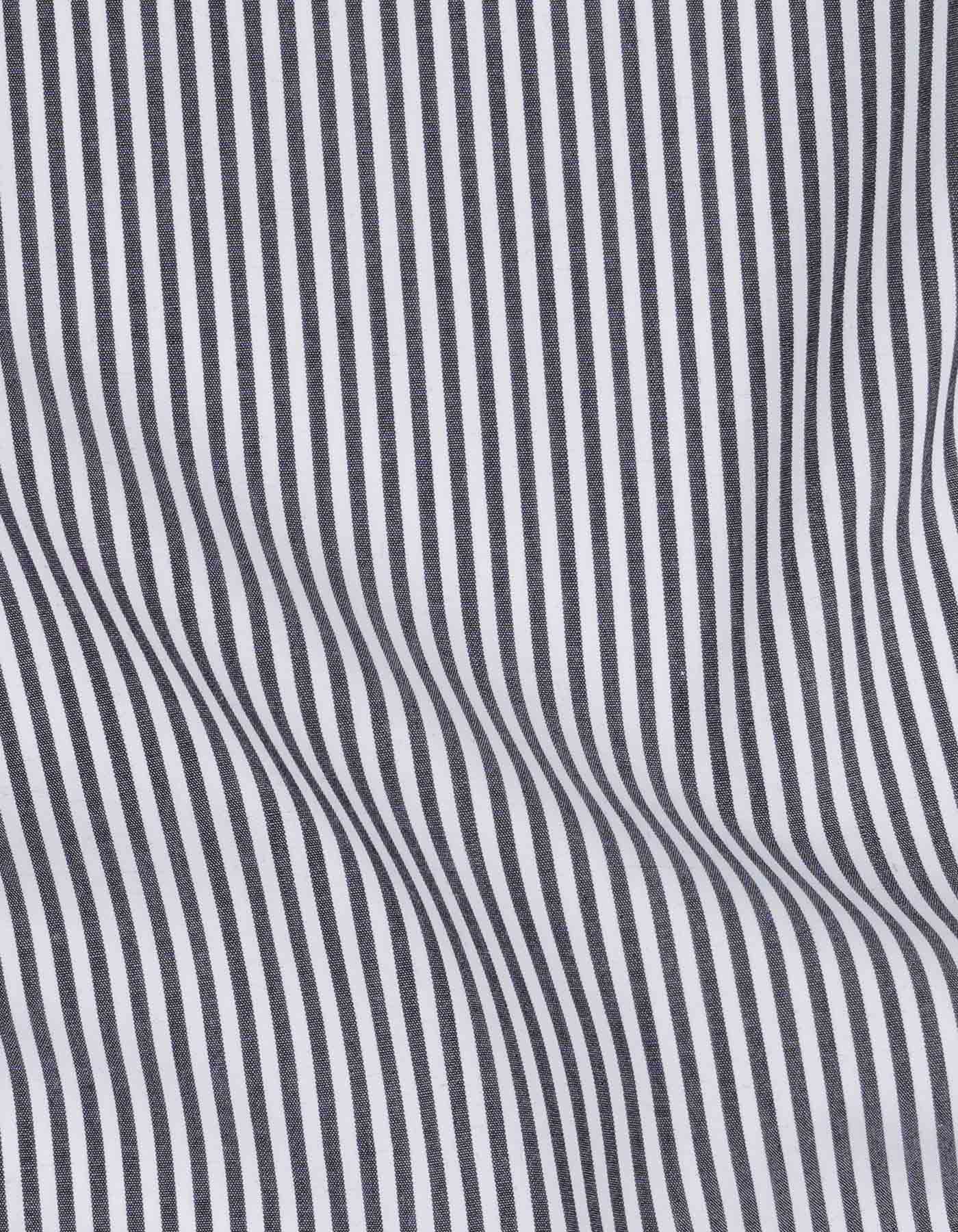 White/Black Stripe Classic Fit Shirt - Image 4