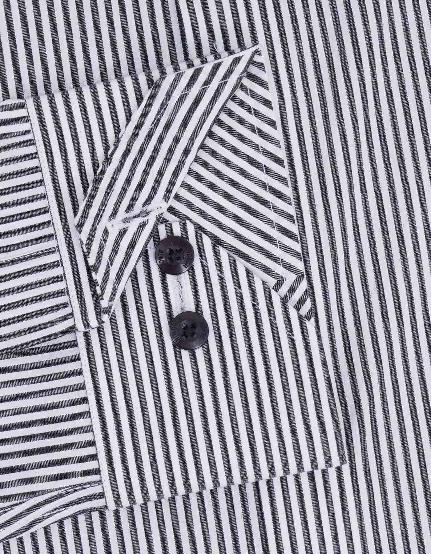 White/Black Stripe Tailored Smart Fit Shirt - Image 3